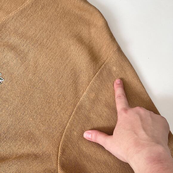 90s Lacoste Camel Cropped Cardigan Preppy Collegiate Oldmoney Minimalist Tan - Picture 12 of 12
